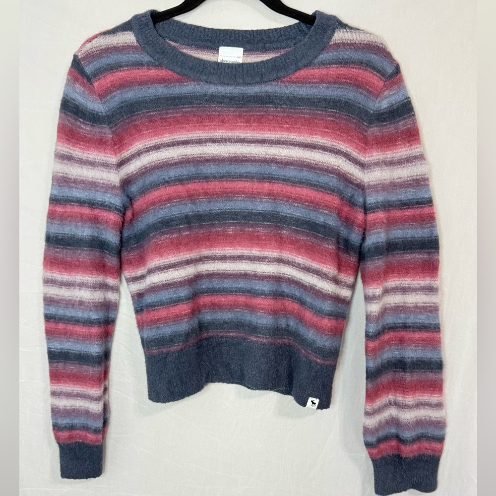 Abercrombie Kids Striped Red and Gray Sweater